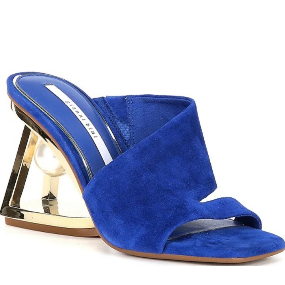 Gianni Bini Blue Heels with Open-Toe Design
